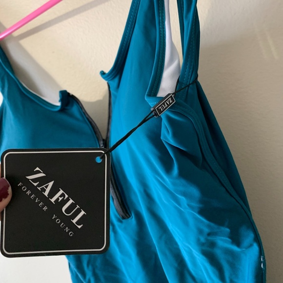 Zaful NWT Backless Zipper Front Green Swimsuit - Picture 7 of 8